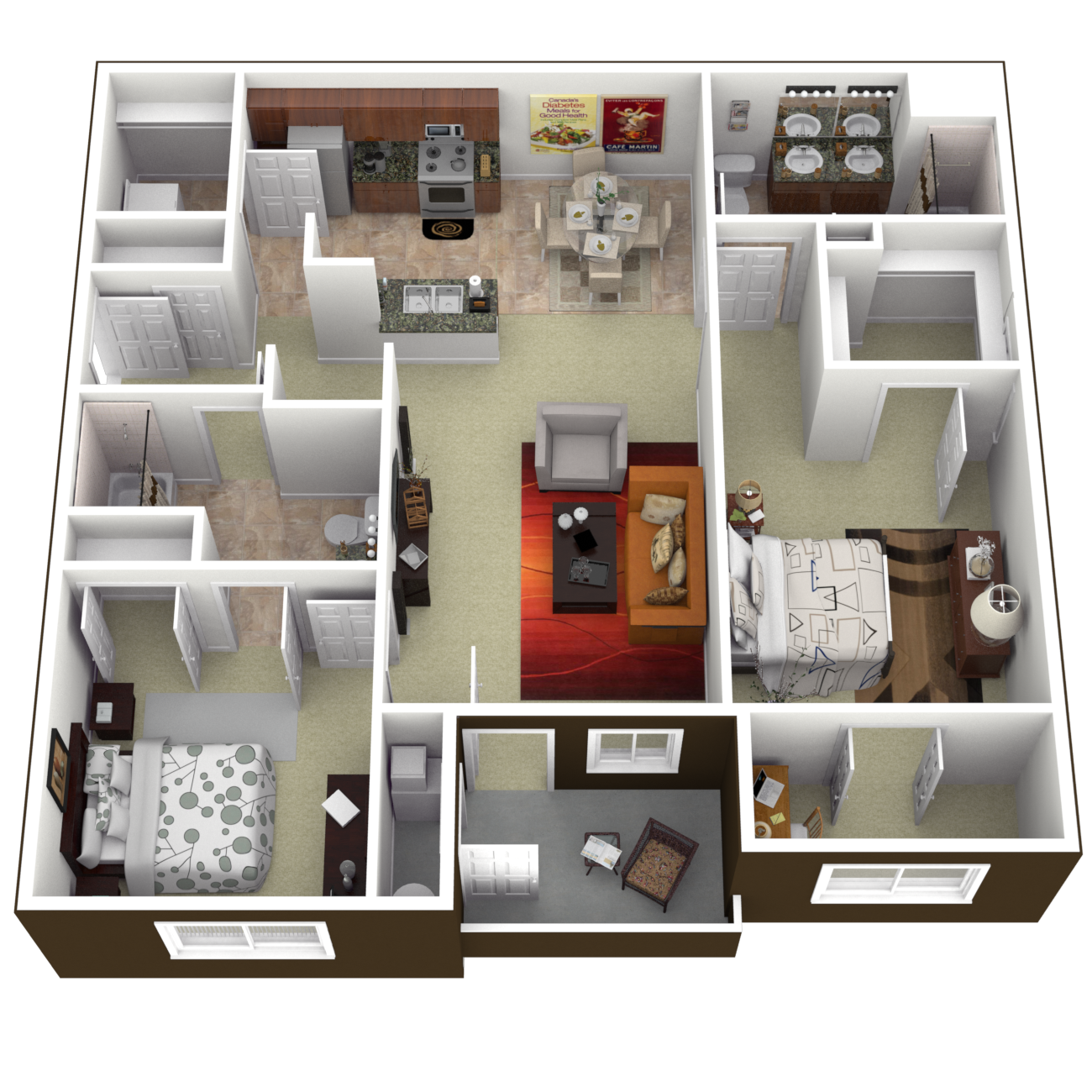 Floor Plans of Waterford Apartments in Spring Lake, NC